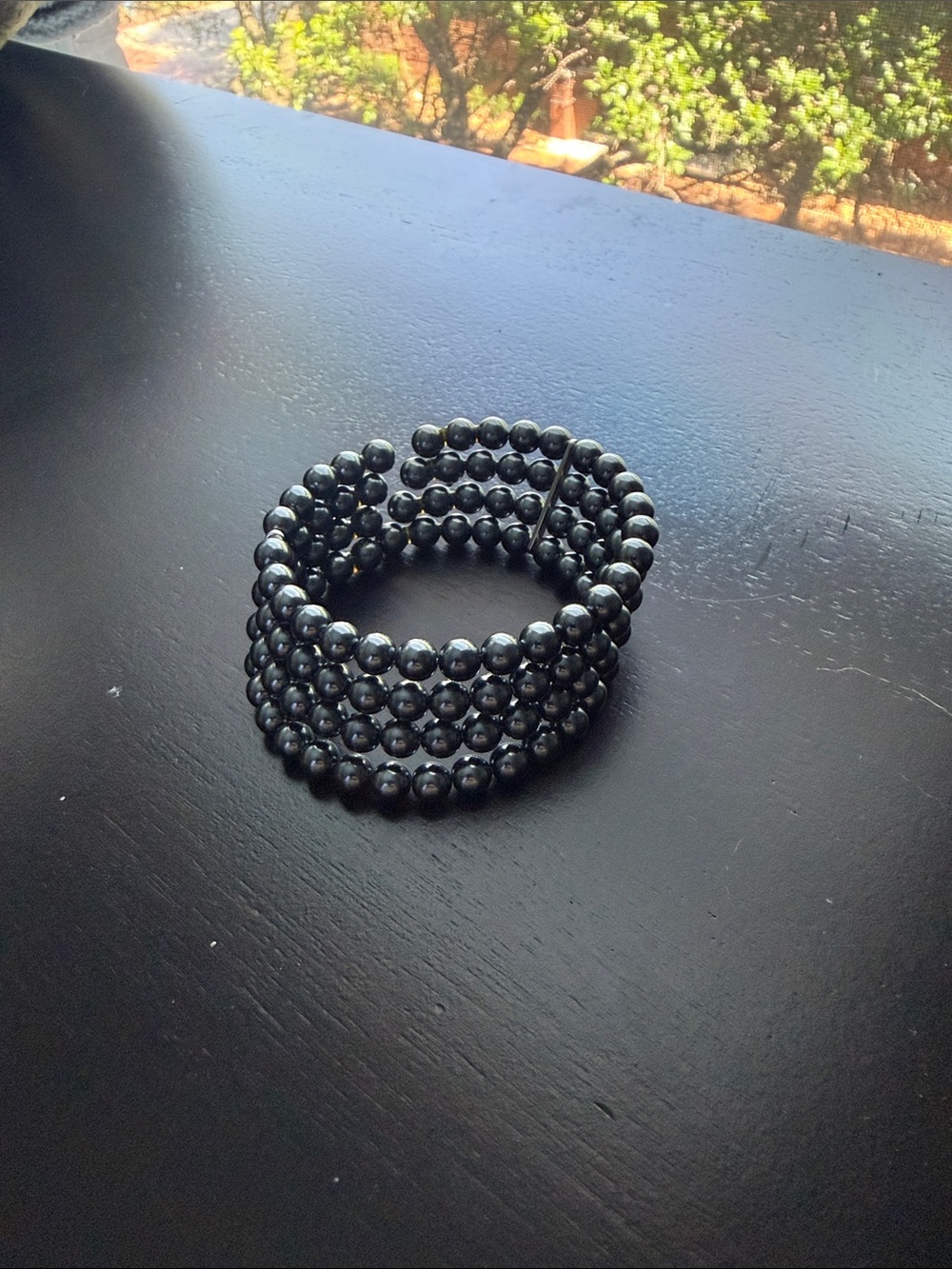 Black Beaded Coil Bracelet - Women's Jewelry